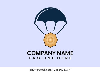 Flat vector parachute balloon bomb logo modern style template