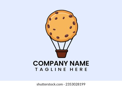 Flat vector parachute balloon cookies biscuit logo modern style template