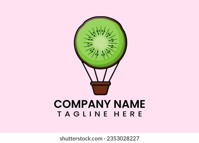 Flat vector parachute balloon kiwi logo modern style template