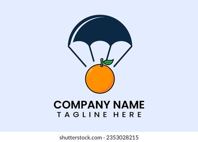 Modelo de estilo moderno con el logotipo naranja del globo de paracaídas vectorial plano
