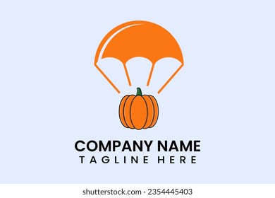 Plantilla de estilo moderno con el logotipo de calabaza de globo de paracaídas vectorial plano