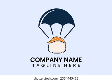 Flat vector parachute balloon sushi logo modern style template