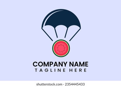 Flat vector parachute balloon watermelon logo modern style template