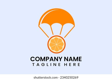 Flat vector parachute orange logo modern style template