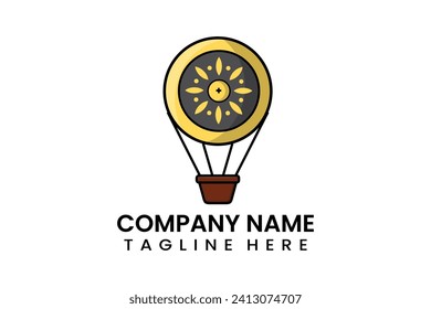 Flat vector parachute shield logo modern style template