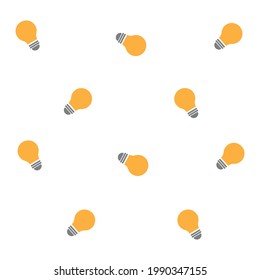 Flat Vector Pattern with Light Bulbs. Business Idea Lamp. Flat Style Texture Background. Science and Education Template. Back to School. Success and leadership. Office Life. Electricity