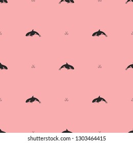 Flat vector pattern - Orca killer whale 