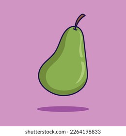 Flat vector pear illustration on cute pink background.