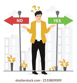 Flat vector people confused in making decisions concept illustration
