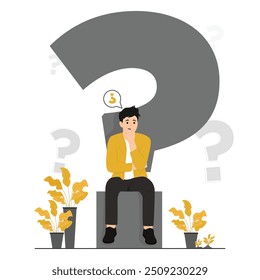 Flat vector people doubt asking questions sitting question mark flat illustration