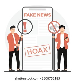 Flat vector people with fake news concept illustrator
