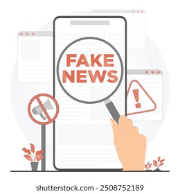 Flat vector people with fake news concept illustrator
