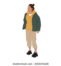 Flat Vector People Illustration. Casual woman character. Isolated vector illustration.