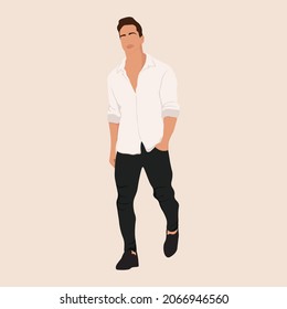 Flat vector people illustration. Casual abstract man