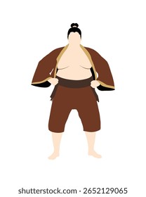 Flat vector people and illustration, giant sumo in action