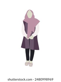 Flat vector people and illustration, hijab woman with casual outfit