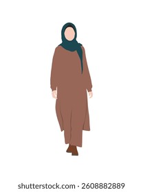 Flat vector people and illustration, hijab woman with casual outfit