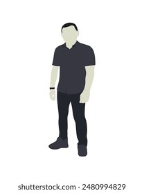 Flat vector people and illustration, man with casual outfit