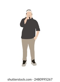 Flat vector people and illustration, man holding microphone with casual outfit
