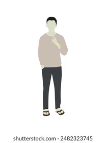 Flat vector people and illustration, man with casual outfit