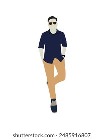 Flat vector people and illustration, man with casual outfit