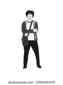 Flat vector people and illustration, man with casual outfit