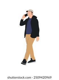 Pessoas de vetor plano e ilustração, homem com roupa casual