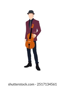 Pessoas de vetor plano e ilustração, homem com roupa violinista músico formal