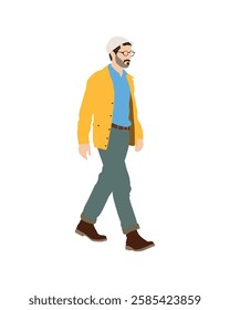 Flat vector people and illustration, man with casual outfit