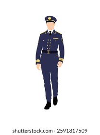 Flat vector people and illustration, man with formal police officer outfit