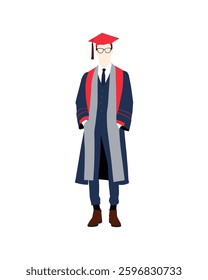 Flat vector people and illustration, man with graduation outfit