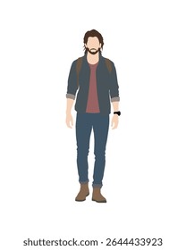Pessoas de vetor plano e ilustração, homem com roupa casual