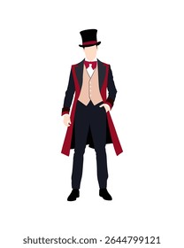Flat vector people and illustration, man with magician performer outfit