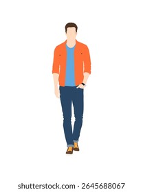 Flat vector people and illustration, man with casual outfit