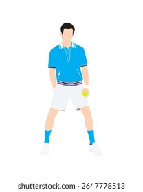 Flat vector people and illustration, man with sport tennis outfit