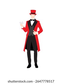 Flat vector people and illustration, man with magician performer outfit