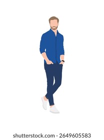 Flat vector people and illustration, man with casual outfit