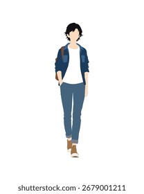 Flat vector people and illustration, man with casual outfit