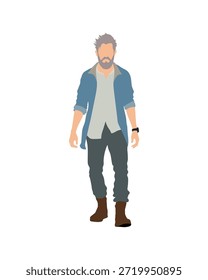 Pessoas de vetor plano e ilustração, homem com roupa casual