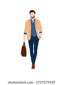 Pessoas de vetor plano e ilustração, homem com elegante roupa executiva