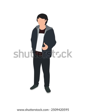 Flat vector people and illustration, man with casual outfit