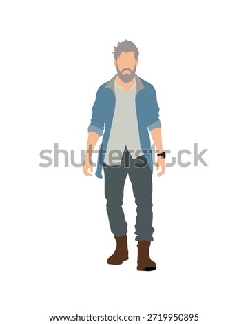 Flat vector people and illustration, man with casual outfit