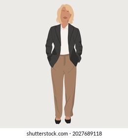 Flat Vector People Illustration. Office People Color Fill. 