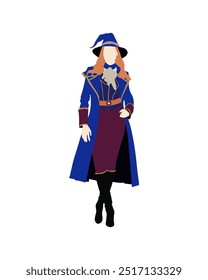 Flat vector people and illustration, woman with witch outfit