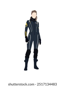 Pessoas de vetor plano e ilustração, mulher com roupa de ficção científica agente