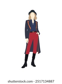 Flat vector people and illustration, woman with casual outfit