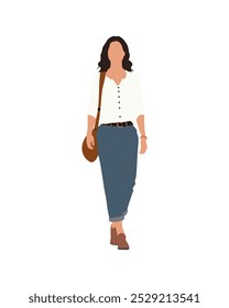 Pessoas vetor plana e ilustração, mulher com roupa casual
