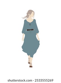 Flat vector people and illustration, woman with fantasy outfit