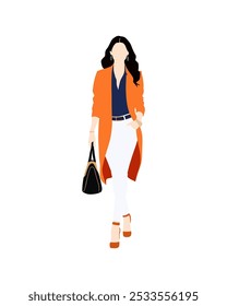 Flat vector people and illustration, woman with formal executive outfit