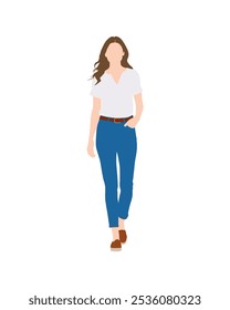 Pessoas vetor plana e ilustração, mulher com roupa casual